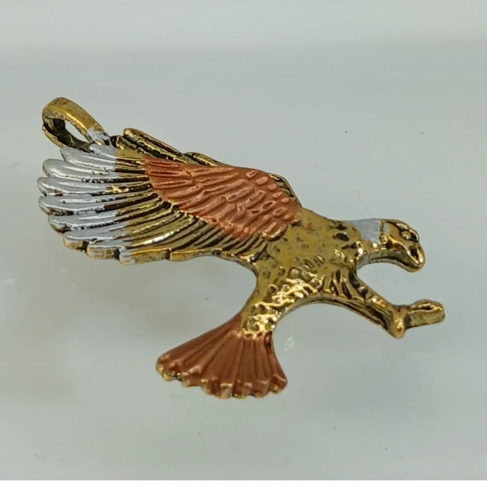 Karatbond Vintage Y2K Eagle Pendant Tricolor Gold Silver Copper Made in USA NOS